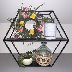 Project 62 Black Metal Hexagon Wall or Tabletop Shelf - 16" x 13.8"